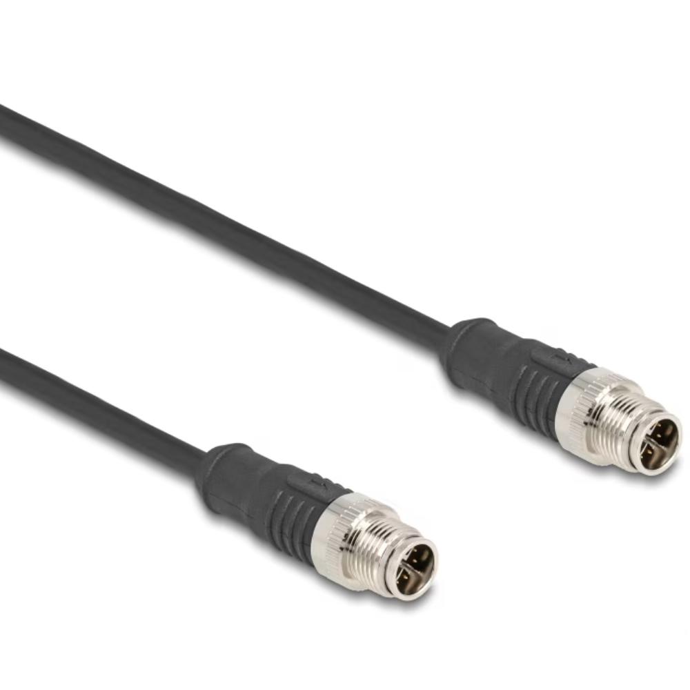 M12 Kabel Diese robuste industrielle Ethernet-Kabel wurde speziell für anspruchsvolle Umgebungen wie Maschinensteuerung und Automatisierungsprozesse entwickelt. Dank der doppelten M12-Steckverbinder (D-kodiert, 4-polig) schließen Sie einfach verschiedene Komponenten miteinander mit einer stabilen und sicheren Verbindung an. Das Kabel entspricht der Cat.5e-Spezifikation und ist mit einer hochwertigen S/FTP-Abschirmung mit Aluminiumfolie und verzinntem Kupfergeflecht ausgestattet. Dies sorgt für eine ausgezeichnete Signalübertragung und Schutz vor elektromagnetischen Störungen. Mit einem soliden Kupferleiter von 26 AWG und einem robusten PVC-Mantel kombiniert dieses Kabel Flexibilität mit Langlebigkeit. Anschluss 1: 1 x M12 connector D-kodiert 4-polig Anschluss 2: 1 x M12 connector D-kodiert 4-polig Länge: 1 Meter Anschluss 1: 1 x M12 connector D-kodiert 4-polig Anschluss 2: 1 x M12 connector D-kodiert 4-polig Abschirmung: S/FTP Betriebstemperatur: -25 C ~ 60 C Schutzart: IP67 Kategorie: 5e Leitermaterial: Kupfer Leiterquerschnitt: 26 AWG (0,129 mm²) Inhalt des Pakets: M12-Kabel Schnittstelle: beidseitig gleich Kabeldurchmesser: ca. 5 mm Kabelmantelmaterial: PVC Farbe: Schwarz Länge inklusive Anschlüsse: ca. 1 m Maximaler Strom: 4 A Nennspannung: 60 V - Delock