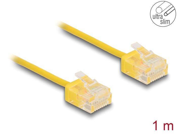 Delock RJ45 Netzwerkkabel Cat.6 UTP Ultra Slim 1 m gelb mit kurzen Stecker