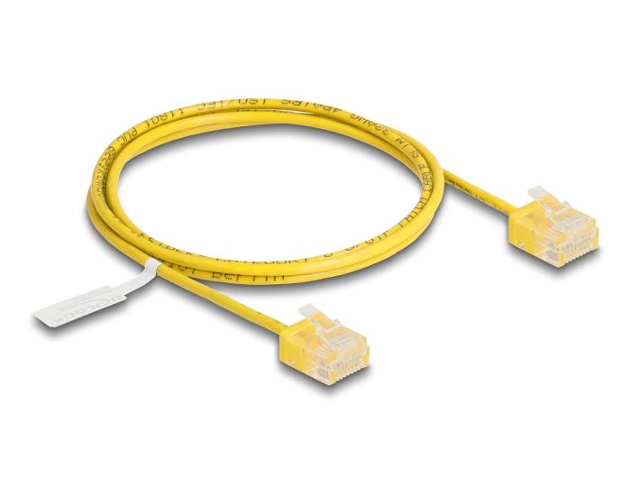 Delock RJ45 Netzwerkkabel Cat.6 UTP Ultra Slim 1 m gelb mit kurzen Stecker