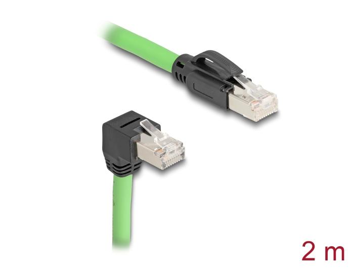 Delock RJ45 Netzwerkkabel Cat.6A Stecker zu Stecker unten gewinkelt SF/UTP
