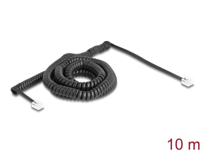 Delock Telefonkabel / Spiralkabel RJ11 Stecker zu RJ11 Stecker schwarz 10