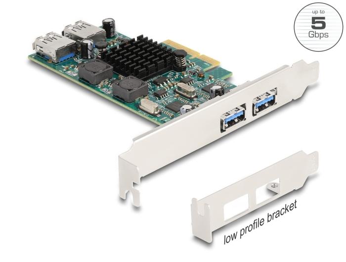 Delock PCI Express x4 Karte mit 2 x externen USB 5 Gbps Typ-A + 2 x internen USB-Ports