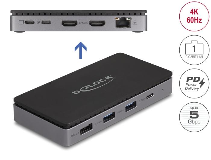 Delock USB Type-C™ Dockingstation 4K - Dual HDMI MST / USB / Gigabit LAN