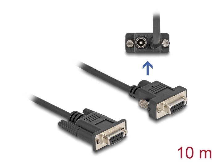 Delock Serielles Kabel RS-232 D-Sub9 Buchse zu D-Sub9 Buchse Stromanschluss