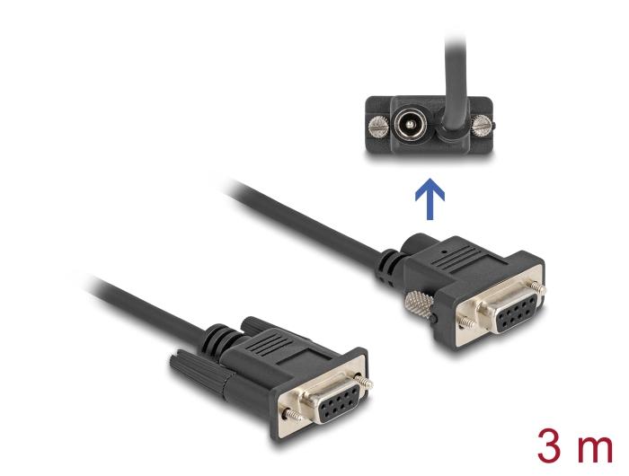 Delock Serielles Kabel RS-232 D-Sub9 Buchse zu D-Sub9 Buchse Stromanschluss
