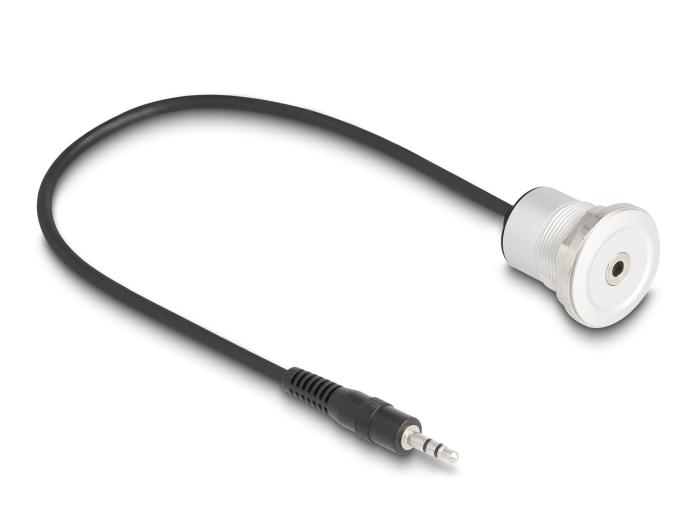Delock Klinke 3,5 mm 3-polige Einbaubuchse mit Kabelpeitsche Stecker 30 cm Al