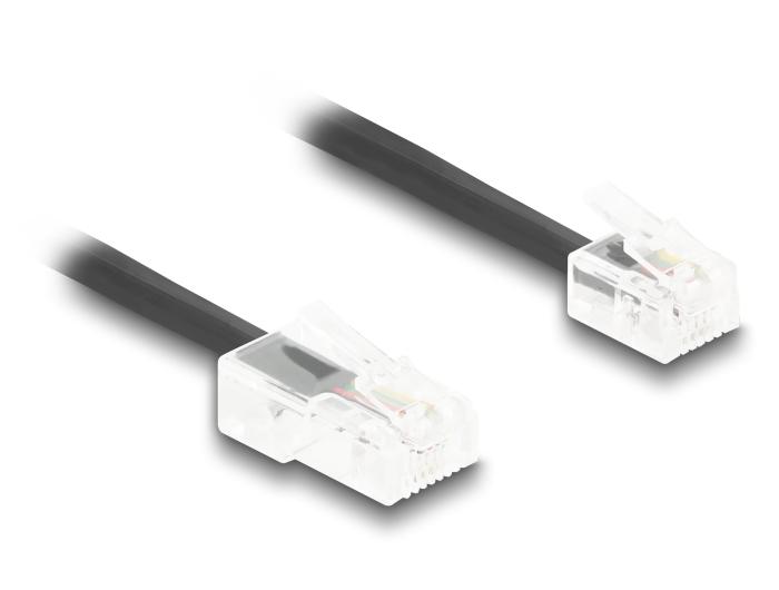 Delock Telefonkabel / Spiralkabel RJ11 Stecker zu RJ45 Stecker schwarz 3 m