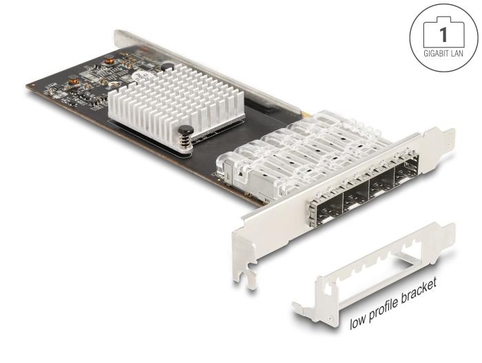 Delock PCI Express x4 Karte mit 4 x SFP Slot Gigabit LAN i350