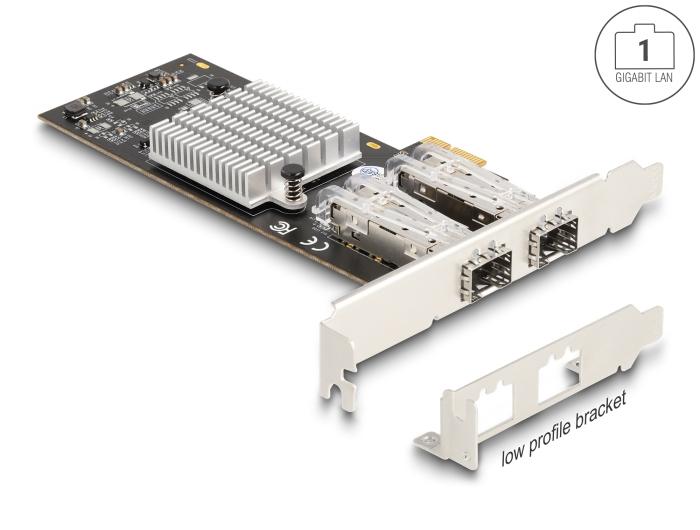 Delock PCI Express x1 Karte mit 2 x SFP Slot Gigabit LAN i350