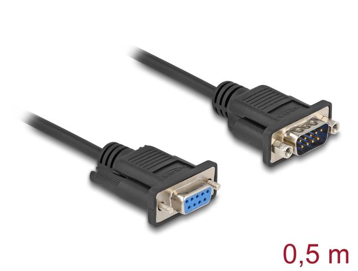 Delock Serielles Kabel RS-232 D-Sub9 Stecker zu Buchse mit schmalem Stecker