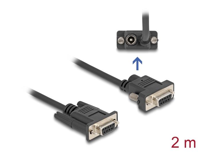 Delock Serielles Kabel RS-232 D-Sub9 Buchse zu D-Sub9 Buchse Stromanschluss