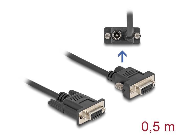 Delock Serielles Kabel RS-232 D-Sub9 Buchse zu D-Sub9 Buchse Stromanschluss