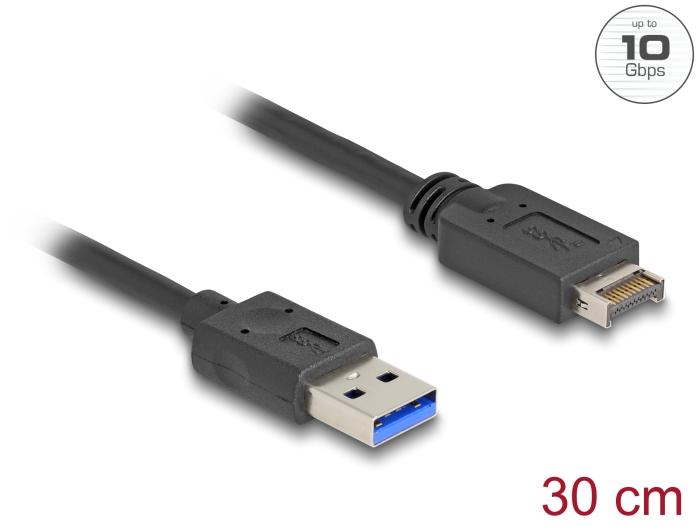 Delock USB 10 Gbps Kabel USB Typ-E Key A 20 Pin Stecker zu USB Typ-A Stecker