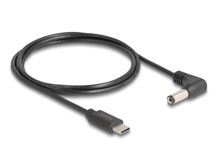 Delock USB Type-C™ Stromkabel zu DC 5,5 x 2,1 mm Stecker gewinkelt 1,5 m