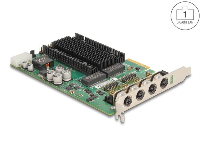 Delock PCI Express x4 Karte mit 4 x M12 Gigabit LAN PoE+
