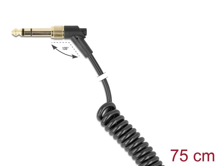 Delock Spiralkabel 3,5 mm 3-poliger Klinkenstecker auf Klinkenstecker gewinkelt