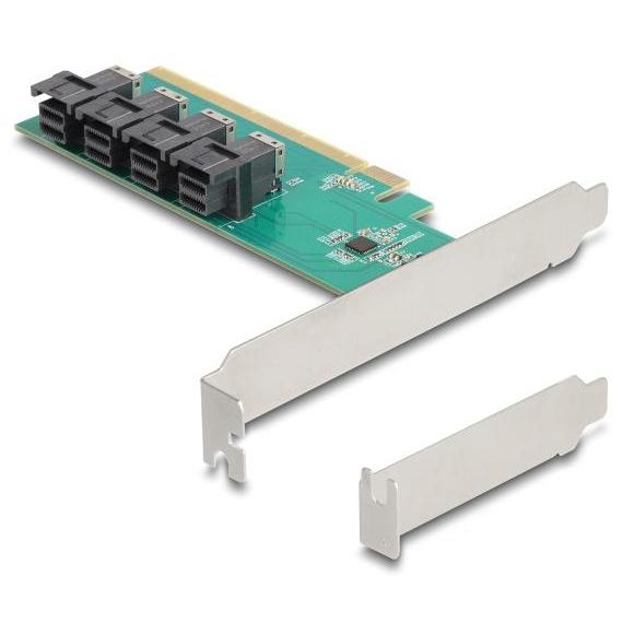 Delock PCI Express x16 Karte mit 4 internen SFF-8643 NVMe Anschlüssen - Bifurcation - L