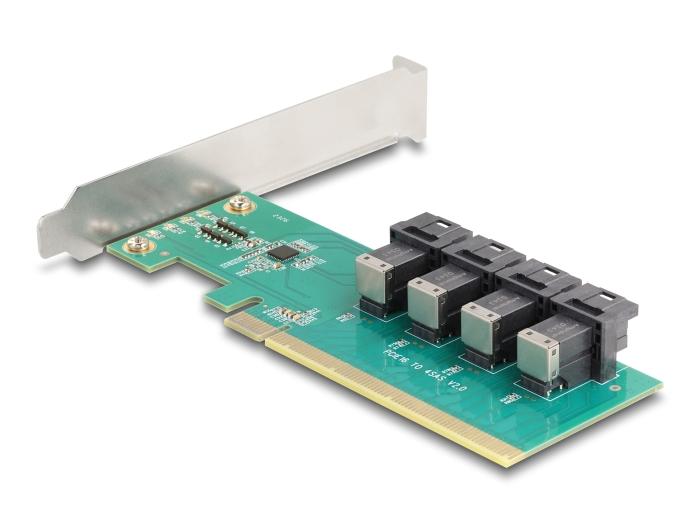 Delock PCI Express x16 Karte mit 4 internen SFF-8643 NVMe Anschlüssen - Bifurcation - L