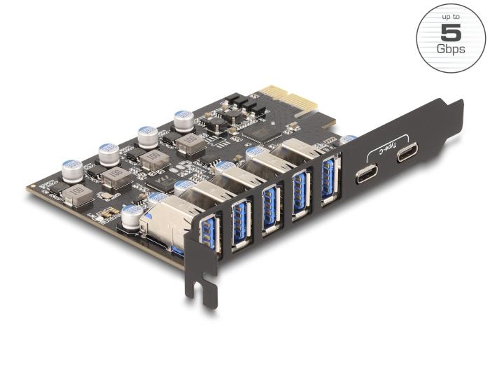 Delock USB 5 Gbps PCI Express x1 Karte mit 5 x externen Typ-A + 2 x externen US