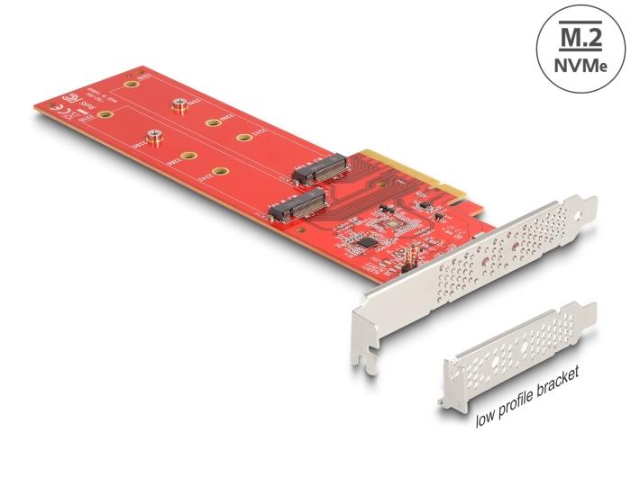 Delock PCI Express x8 Karte mit 2 internen NVMe M.2 Key M Steckplätzen (110 mm) - Bifurcation