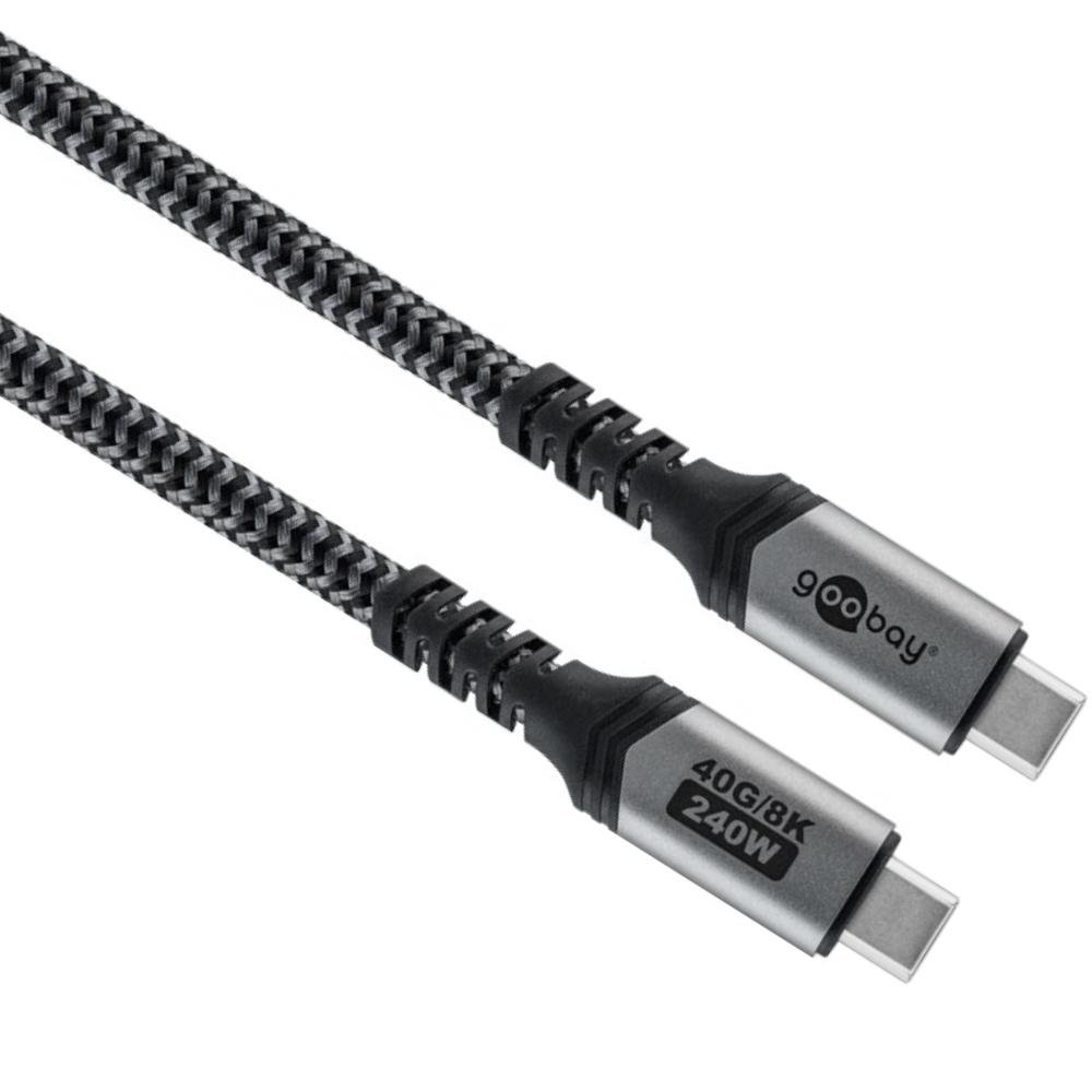 USB-C™ Kabel mit Textilgewebe, USB4™, 240 W, 40 Gbit/s, Power Delivery
