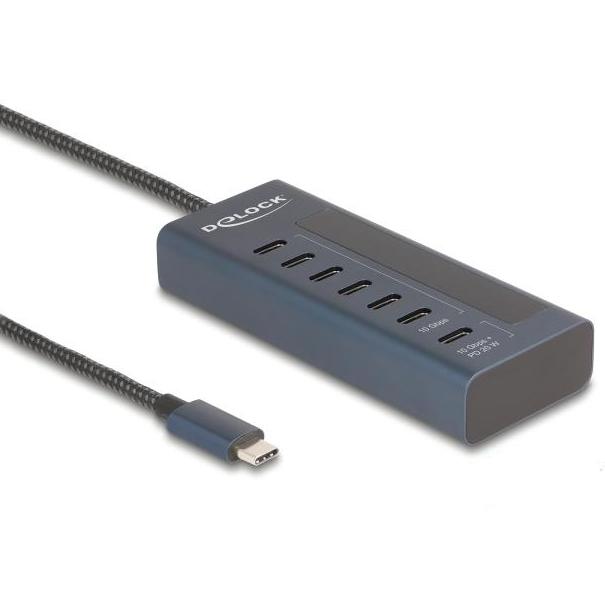 Delock USB 10 Gbps Hub mit 7 USB Type-C™ Ports, davon 6 x Datenport + 1 x