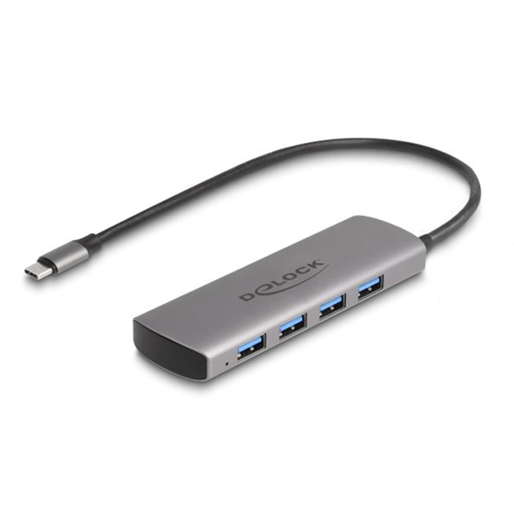 Delock USB 10 Gbps 4-Port-USB-Typ-A-Hub mit USB Type-C™-Anschluss und zu