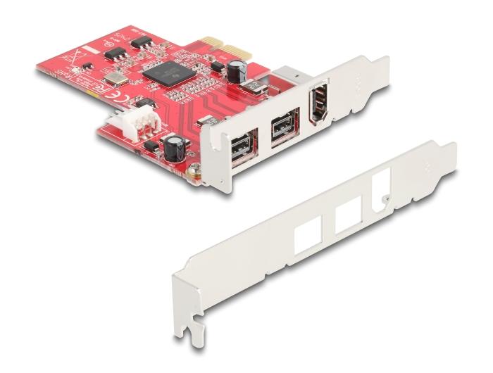 Delock PCI Express x1 Karte mit 2 x extern FireWire B + 1 x extern FireWire