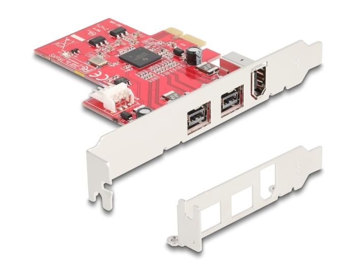 Delock PCI Express x1 Karte mit 2 x extern FireWire B + 1 x extern FireWire
