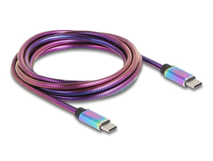 Delock USB 2.0 Kabel USB Type-C™ Stecker zu Stecker mit Metallmantel iri