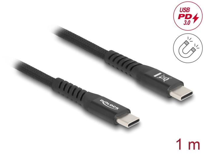Delock USB 2.0 Kabel USB Type-C™ Stecker zu Stecker mit magnetischem Textilgewebe