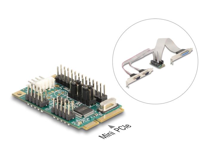 Delock Mini PCIe I/O PCIe full size 1 x Parallel, 2 x Seriell RS-232 mit S
