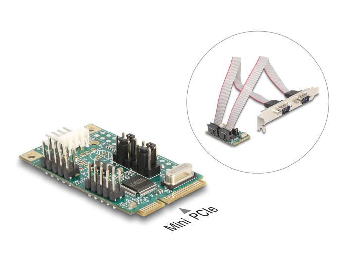 Delock Mini PCIe I/O PCIe full size 2 x Seriell RS-232 mit Spannungsversorgung