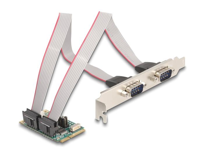 Delock Mini PCIe I/O PCIe full size 2 x Seriell RS-232 mit Spannungsversorgung
