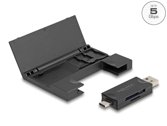Delock Card Reader USB 5 Gbps USB Type-C™ / Typ-A für SD und Micro SD Karten