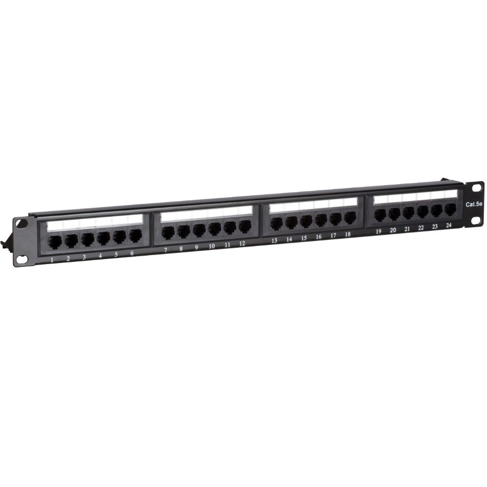 1HE 24-Port Patchpanel Cat 5e UTP 483 mm x 35 mm x 44 mm (BxDxH) 19 Zoll Patchschrank Serverschrank Datenraum