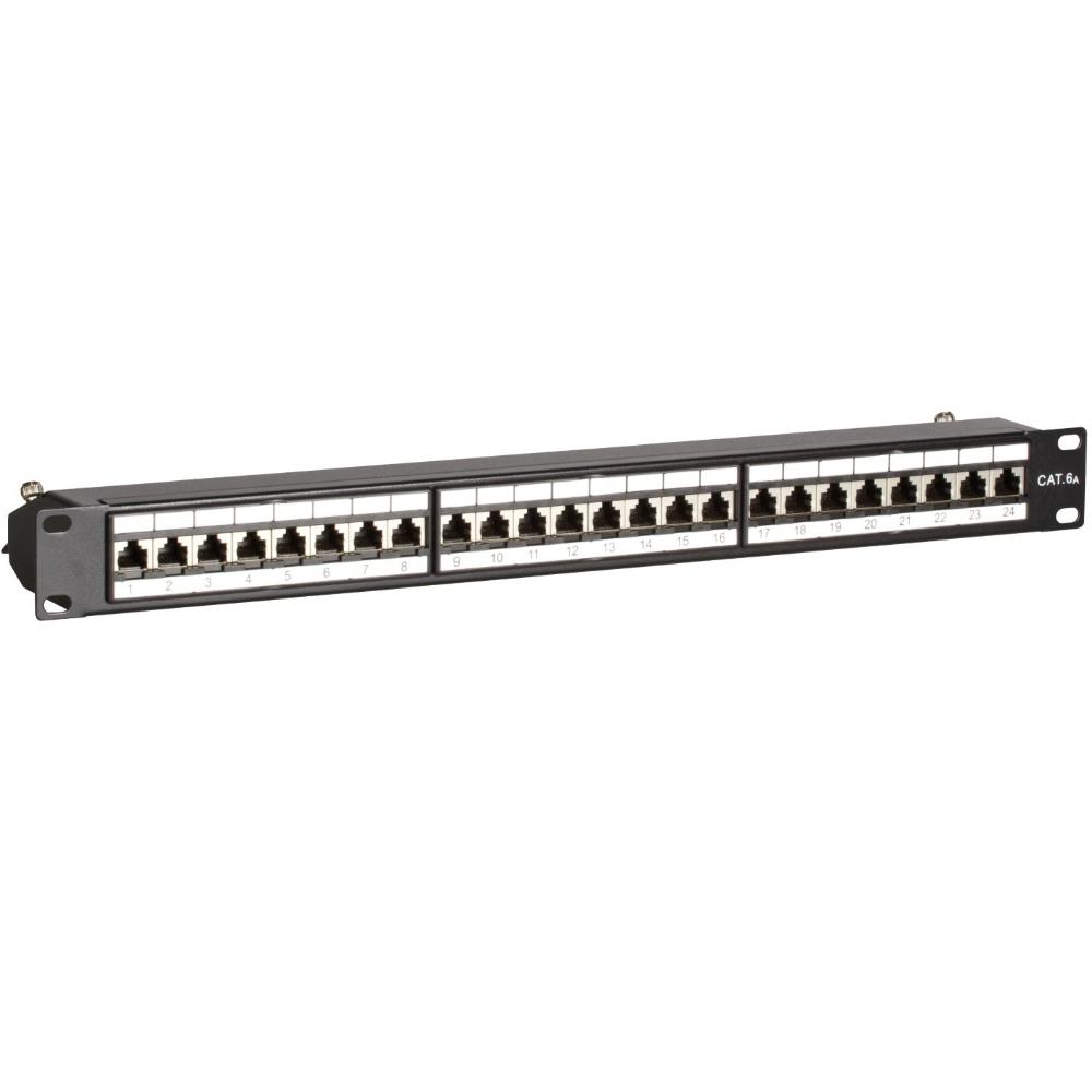 1HE 24-Port Patchpanel Cat 6a STP 483 mm x 125 mm x 44 mm (BxDxH) 19 Zoll Patchschrank Serverschrank Datenraum