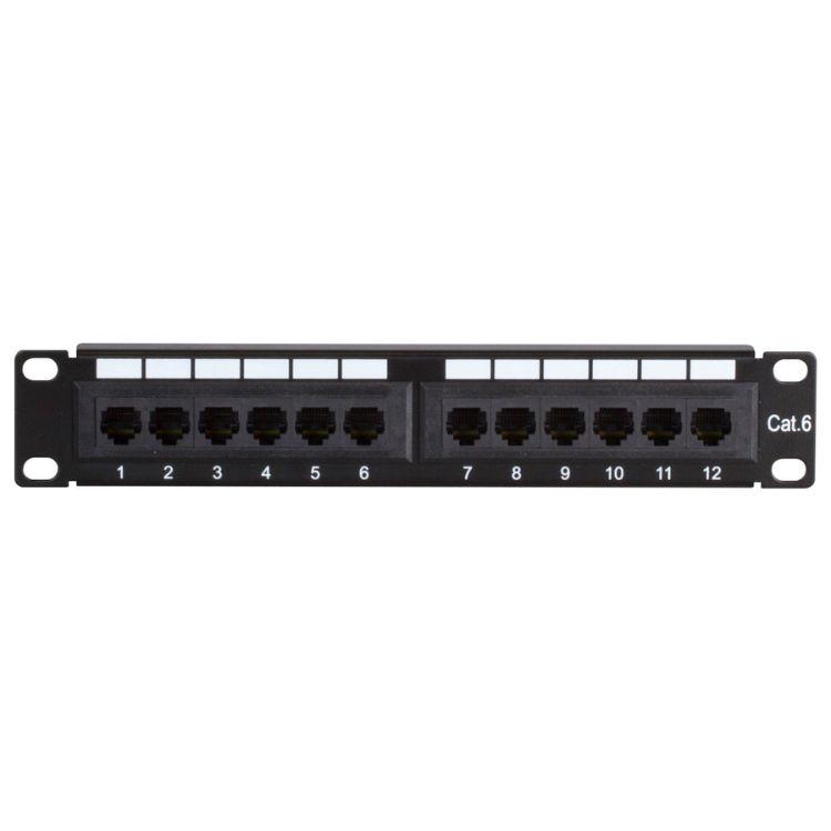 1HE Patchpanel 12 Ports 10 Zoll 12x RJ45 female Patchfeld Wandgehäuse Datenraum