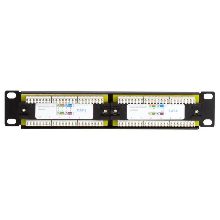 1HE Patchpanel 12 Ports 10 Zoll 12x RJ45 female Patchfeld Wandgehäuse Datenraum