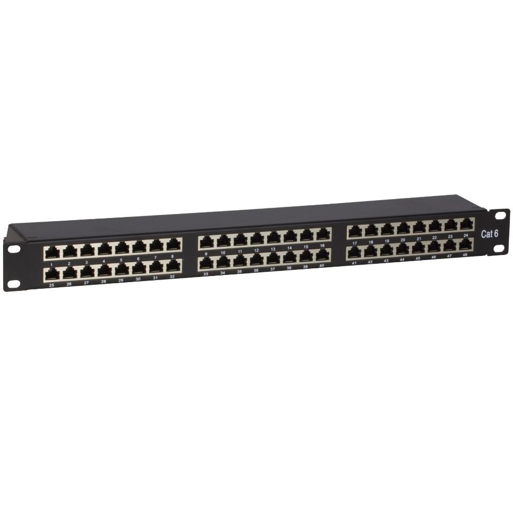 1HE 48-Port Patchpanel Cat 6 FTP 483 mm x 103 mm x 44 mm (BxDxH 19 Zoll Patchschrank Serverschrank Datenraum