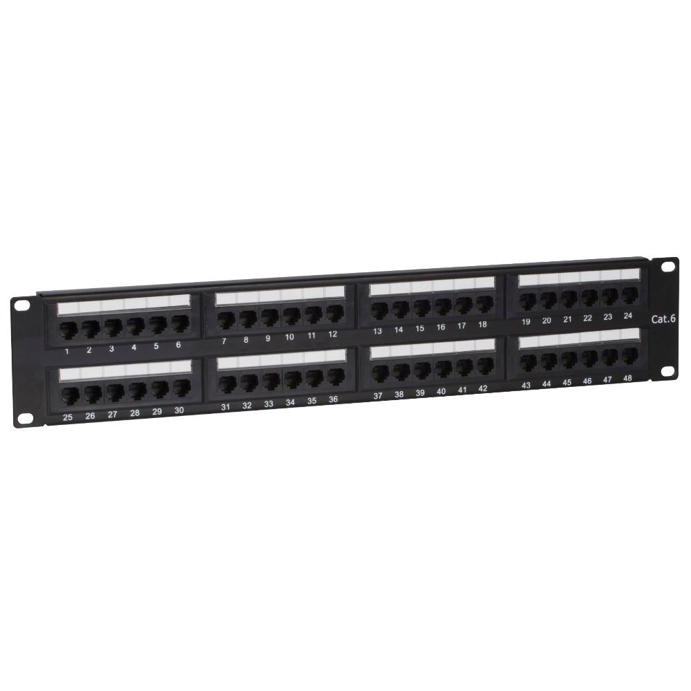 2HE 48-Port Patchpanel Cat 6 UTP 483 mm x 35 mm x 89 mm (BxDxH) 19 Zoll Patchschrank Serverschrank Datenraum