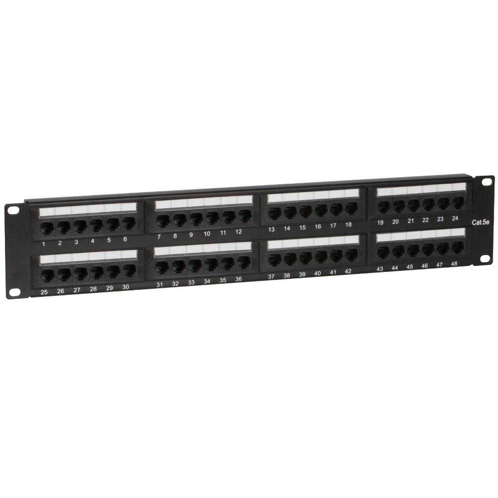 2HE 48-Port Patchfeld Cat 5e UTP 483 mm x 35 mm x 89 mm (BxDxH) 19 Zoll Patchschrank Serverschrank Datenraum