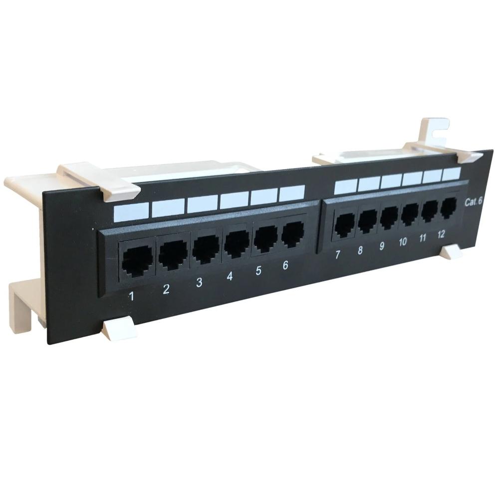 1HE Wandmontage 12-Port Patchpanel Cat 6 UTP Patchfeld Serverrack Datenrack