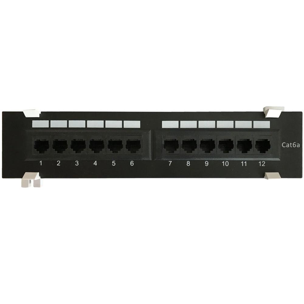 1HE Wandmontage 12-Port Patchpanel Cat 6a UTP Patchfeld Serverrack Datenraum