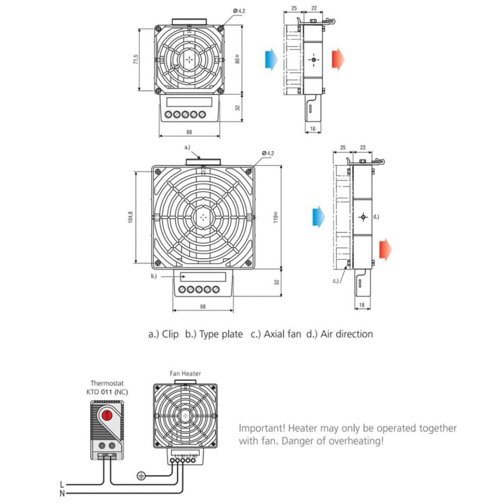 Heizung für Outdoor-Serverräume Heizelement 100W Patchfeld Rackschrank Datenraum