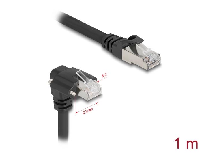 Delock GigE Kamerakabel RJ45 Stecker 90 gewinkelt mit Schrauben zu RJ45