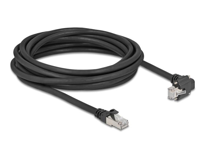Delock GigE Kamerakabel RJ45 Stecker 90 gewinkelt mit Schrauben zu RJ45