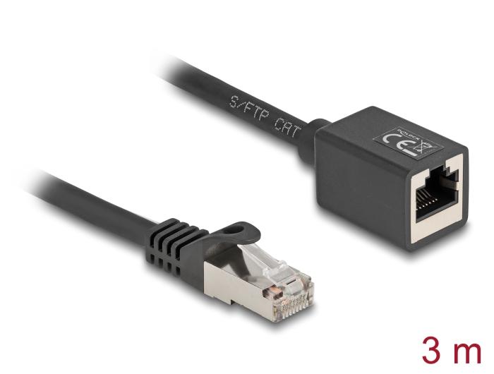 Delock Netzwerkverlängerungskabel RJ45 Stecker auf RJ45 Buchse Cat.6A S/F