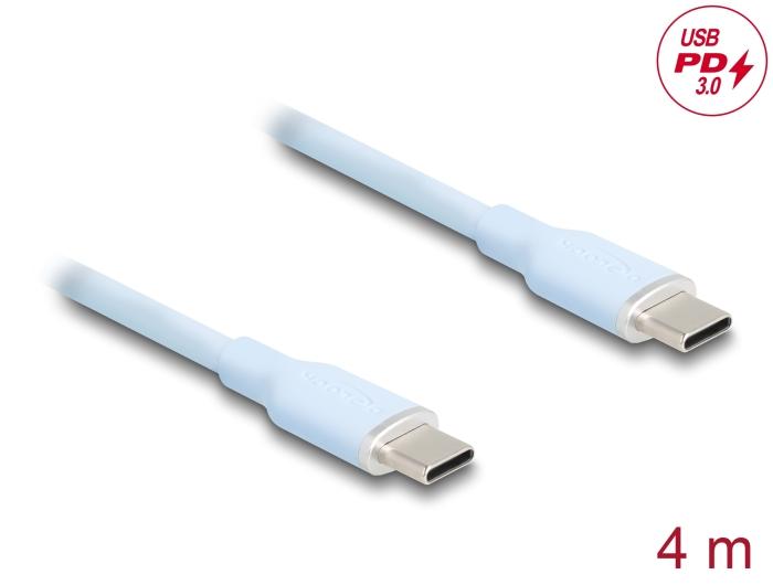 Delock USB 2.0 Kabel USB Type-C™ Stecker auf Stecker PD 3.0 60 W 4 m blau