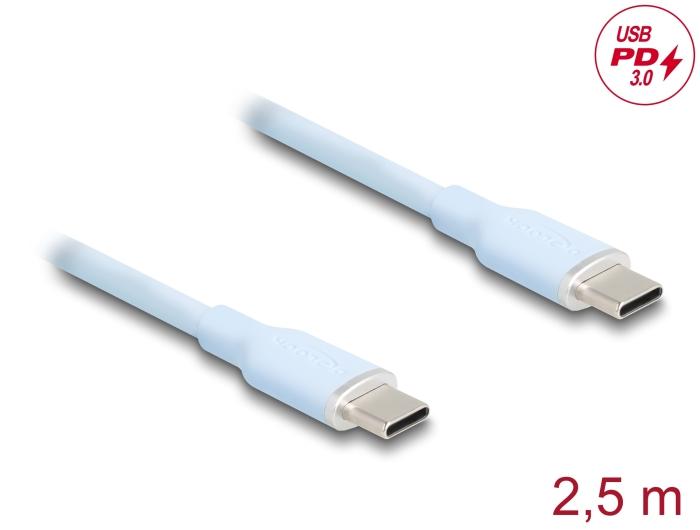 Delock USB 2.0 Kabel USB Type-C™ Stecker zu Stecker PD 3.0 60 W 2,5 m bl